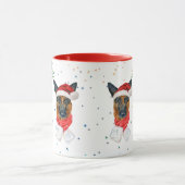 Mug Rouge Vert mignon berger allemand chien dès Noël (Centre)