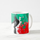 Mug Rouge, vert, noir et Marbre blanc Fluid Art (Devant droit)