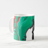 Mug Rouge, vert, noir et Marbre blanc Fluid Art (Devant gauche)