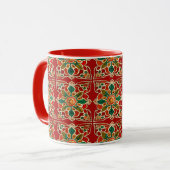 Mug Rouge Vert Orange Jaune Azulejos Motif Floral (Devant gauche)