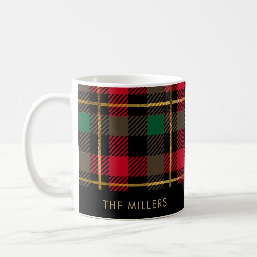 Mug Rouge Vert Tartan Plaid Noël (Gauche)