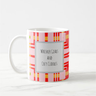 Mug Rouge vibrant et rose, dessin géométrique moderne