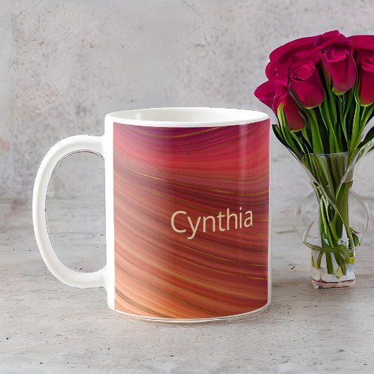 Mug Rouge violet et or Monogramme Marbre Terre Strata