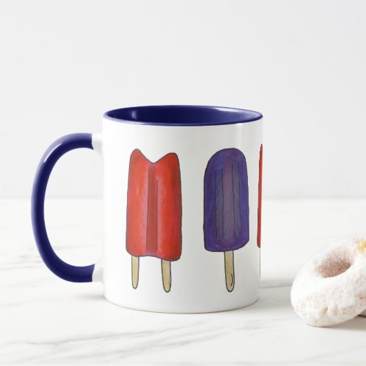 Mug Rouge Violet Twin Pop Popsicle Ice Lolly été (Avec donut)