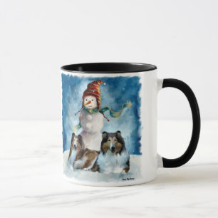 Mug Rough Collie avec Snowman Christmas