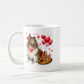 Mug Rough Collie Heart Balloon Happy Valentine Day Dog (Gauche)