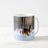 Mug Rough Collie Laisser Neige Noël (Devant droit)