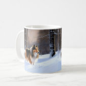Mug Rough Collie Laisser Neige Noël (Devant gauche)