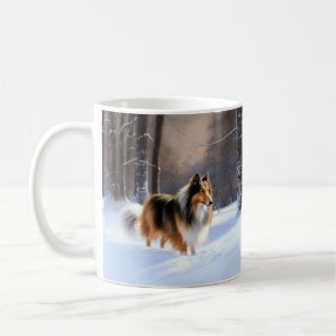 Mug Rough Collie Laisser Neige Noël