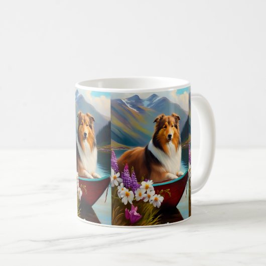 Mug Rough Collie sur une pagaie : une aventure Pittore (Devant droit)