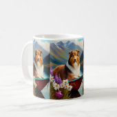 Mug Rough Collie sur une pagaie : une aventure Pittore (Devant gauche)