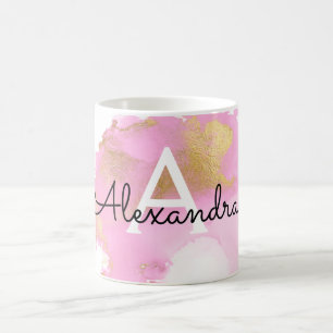 Mug Rougissent le rose et le lavage de feuille d'or