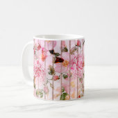 Mug Rougissent les rayures modernes florales (Devant gauche)