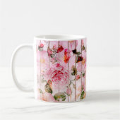 Mug Rougissent les rayures modernes florales (Gauche)