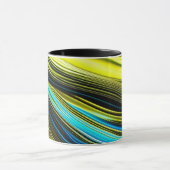 Mug Rouleaux de soie et de satin Abstraits bleu et or (Centre)