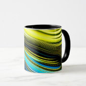 Mug Rouleaux de soie et de satin Abstraits bleu et or (Devant droit)