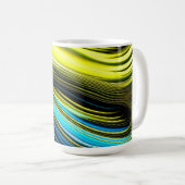 Mug Rouleaux de soie et de satin Abstraits bleu et or (Devant droit)