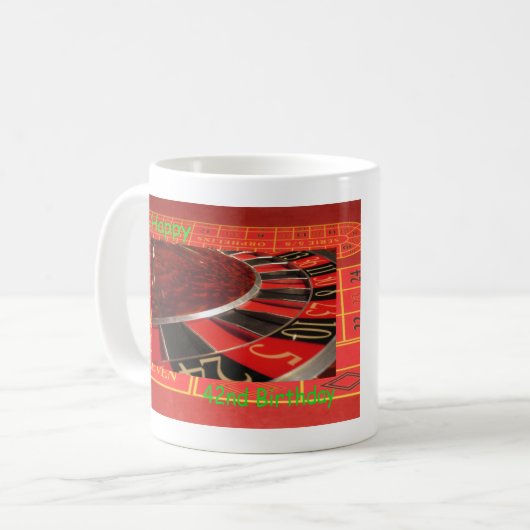 Mug Roulette Joyeux 42e anniversaire (Devant gauche)