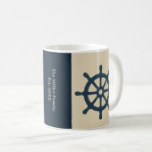 Mug roulette marine beige bleu marine Nom de famille e (Devant droit)