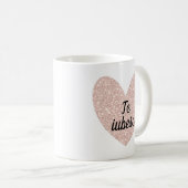 Mug Roumain "L'iubesc" et le coeur d'or Rose (Devant droit)