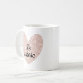Mug Roumain "L'iubesc" et le coeur d'or Rose (Devant gauche)