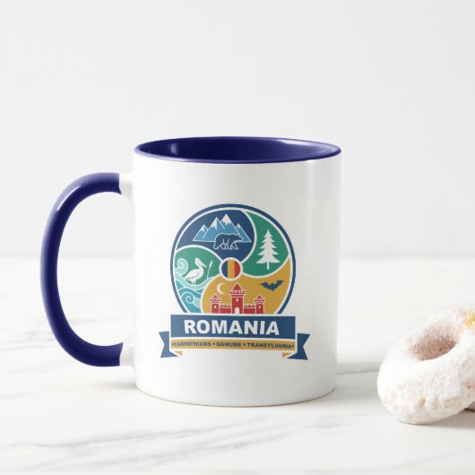 Mug Roumanie Carpates Danube Transylvanie (Avec donut)
