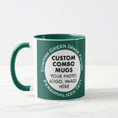 Mug Round Frame 2 Photo Text Hunter Green Custom Combo (Gauche)