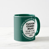 Mug Round Frame 2 Photo Text Hunter Green Custom Combo (Devant droit)