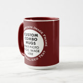 Mug Round Frame 2 Photo Text Large Maroon Custom Combo (Devant gauche)