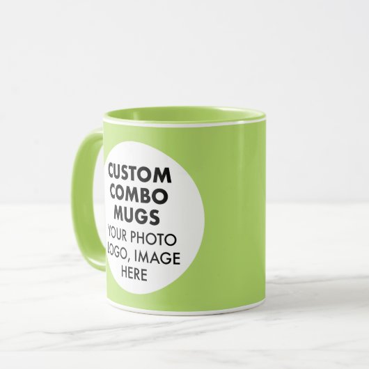 Mug Round Frame 2 x Photo Logo Lime Custom Combo (Devant gauche)