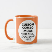 Mug Round Frame 2 x Photo Logo Orange Custom Combo (Gauche)