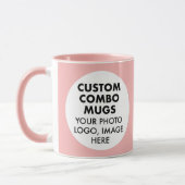 Mug Round Frame 2 x Photo Logo Pink Custom Combo (Gauche)