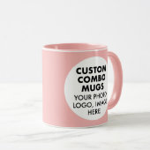 Mug Round Frame 2 x Photo Logo Pink Custom Combo (Devant droit)