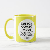 Mug Round Frame 2 x Photo Logo Yellow Custom Combo (Gauche)
