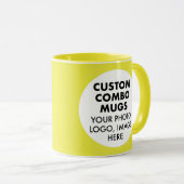 Mug Round Frame 2 x Photo Logo Yellow Custom Combo (Devant droit)
