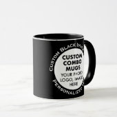 Mug Round Frame 2 x Photo + Text Black Custom Combo (Devant droit)