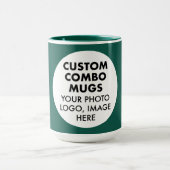 Mug Round Frame Photo Logo Large Green Custom Combo (Centre)