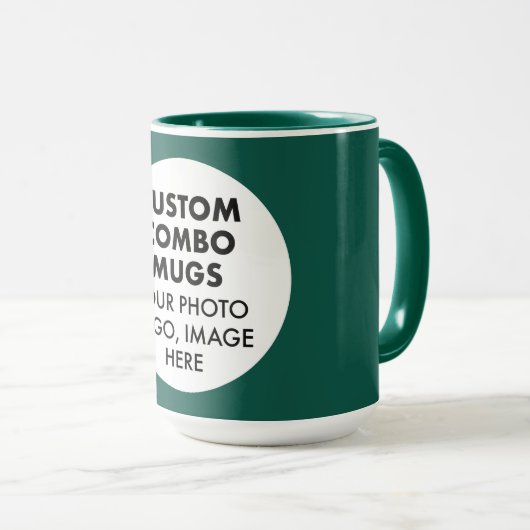 Mug Round Frame Photo Logo Large Green Custom Combo (Devant droit)