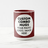 Mug Round Frame Photo Logo Large Maroon Custom Combo (Centre)