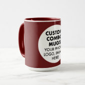 Mug Round Frame Photo Logo Large Maroon Custom Combo (Devant gauche)