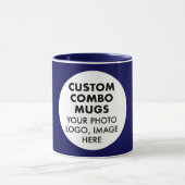 Mug Round Frame Photo Logo Navy Blue Custom Combo (Centre)