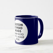 Mug Round Frame Photo Logo Navy Blue Custom Combo (Devant droit)