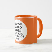 Mug Round Frame Photo Logo Orange Custom Combo (Devant droit)