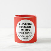Mug Round Frame Photo Logo Red Custom Combo (Centre)