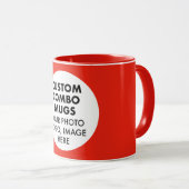 Mug Round Frame Photo Logo Red Custom Combo (Devant droit)