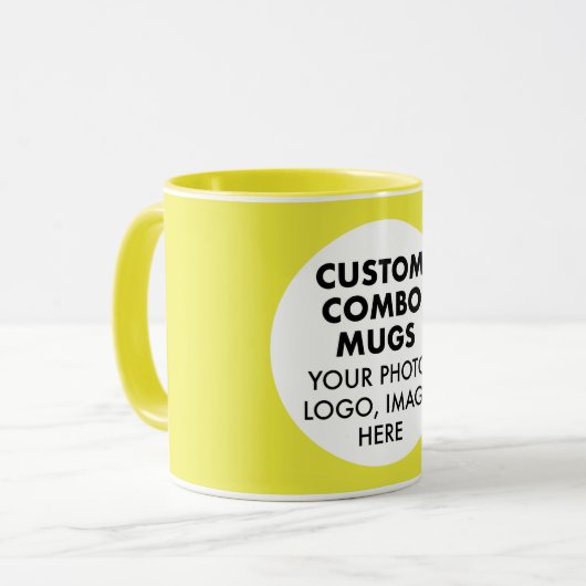 Mug Round Frame Photo Logo Yellow Custom Combo (Devant gauche)