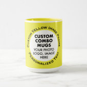 Mug Round Frame Photo & Text Large Yellow Custom Combo (Centre)