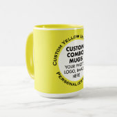 Mug Round Frame Photo & Text Large Yellow Custom Combo (Devant gauche)