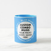 Mug Round Frame Photo + Text Light Blue Custom Combo (Centre)