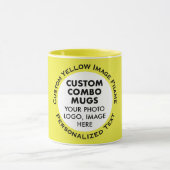 Mug Round Frame Photo + Text Yellow Custom Combo (Centre)